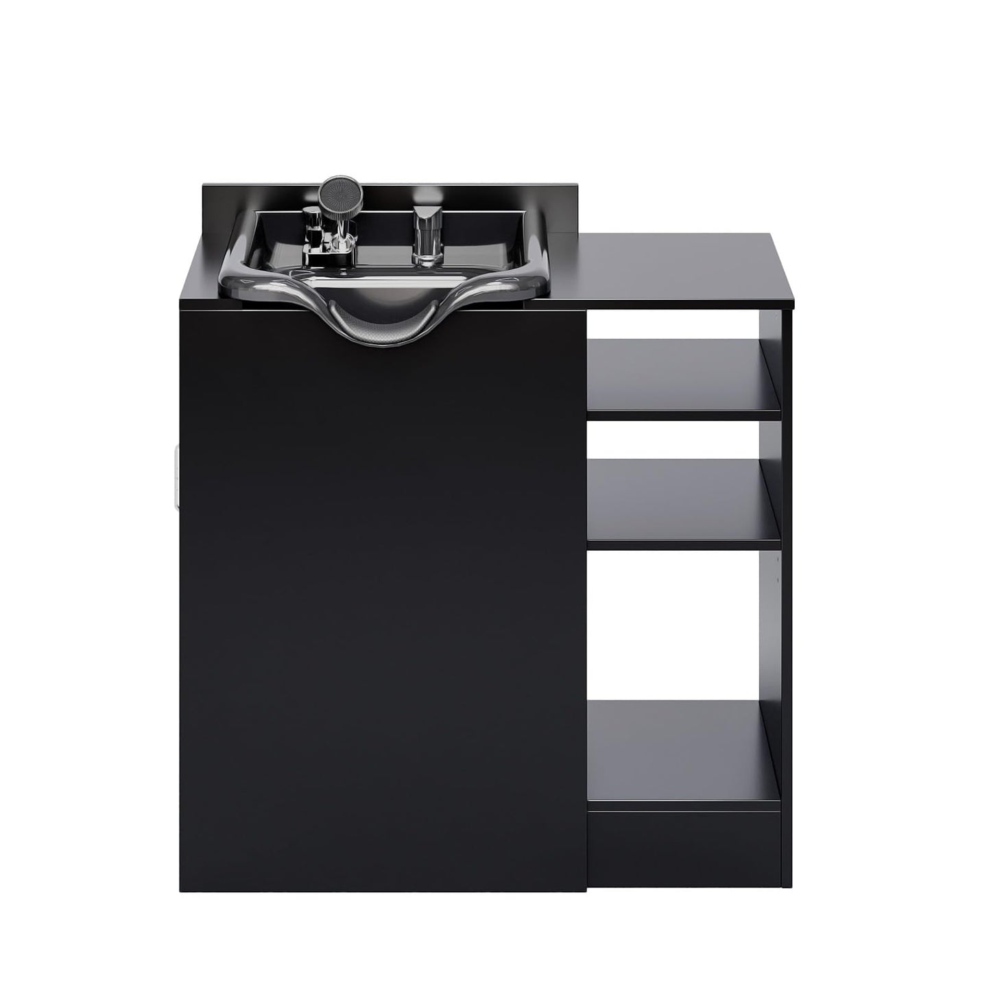 OmySalon Shampoo Bowl with Cabinet, Portable Salon Hair Washing Station with Adjustable Shelf, UPC Certified Faucet, Freestanding Backwash Sink for Barber, Beauty Salon, Spa