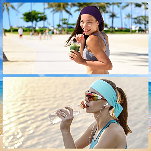 WILLBOND 6 Pack Solid Adjustable Wide Headbands for Women, Sport & Casual