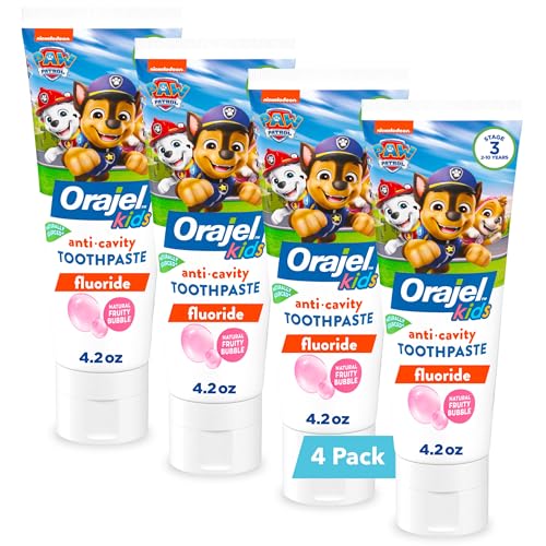 Orajel Paw Patrol Kids Fluoride Toothpaste 4-Pack, Fruity Flavor