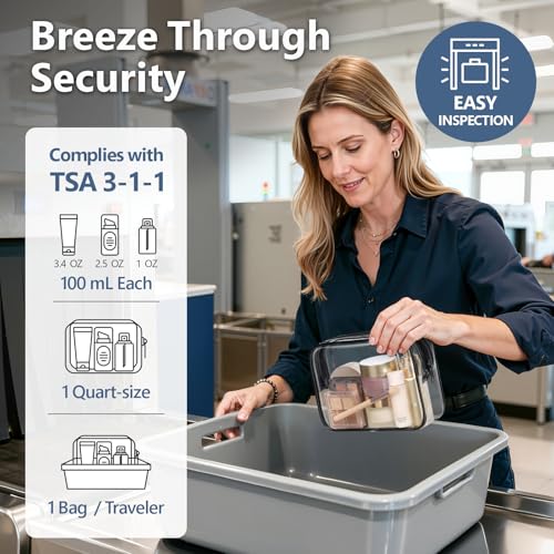 PACKISM TSA Approved Clear Travel Toiletry Bag for Cosmetics & Essentials