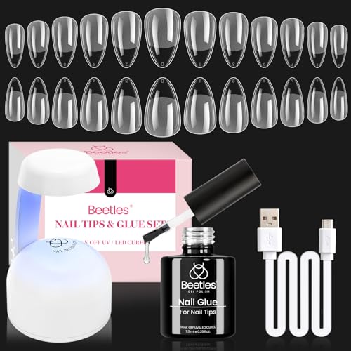 Beetles Gel Nail Kit - 504 Pcs Almond Nail Tips with UV/LED Lamp