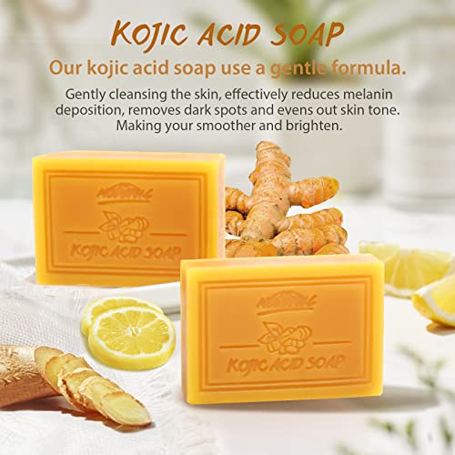 POP MODERN.C Kojic Acid Turmeric Soap Pack of 3 - Dark Spot Remover for Face & Body