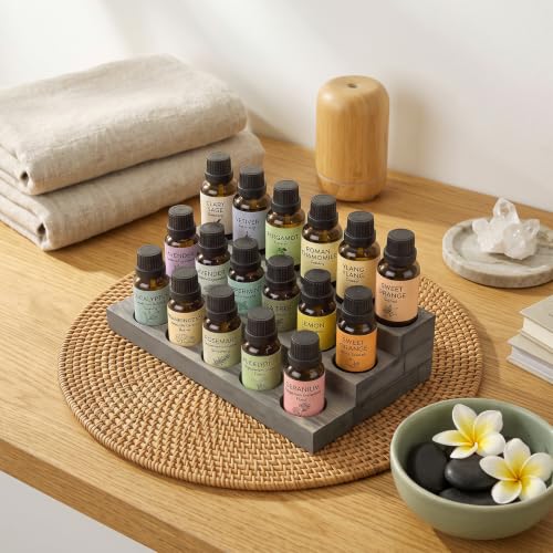 Gray Wood 3-Tier Essential Oil Display Stand - Holds 17 Bottles