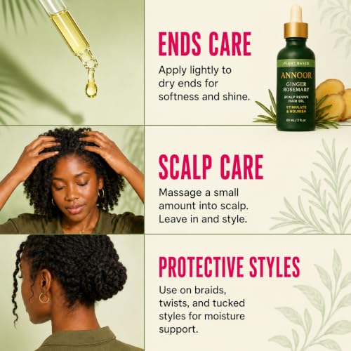 Annoor Ginger Rosemary Hair Oil - Nourishing Hair Growth & Scalp Care 2oz