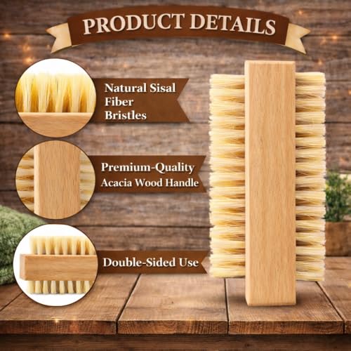 4 Pcs Wooden Nail Brush Set - Two-Sided Cleaning Brushes for Nails