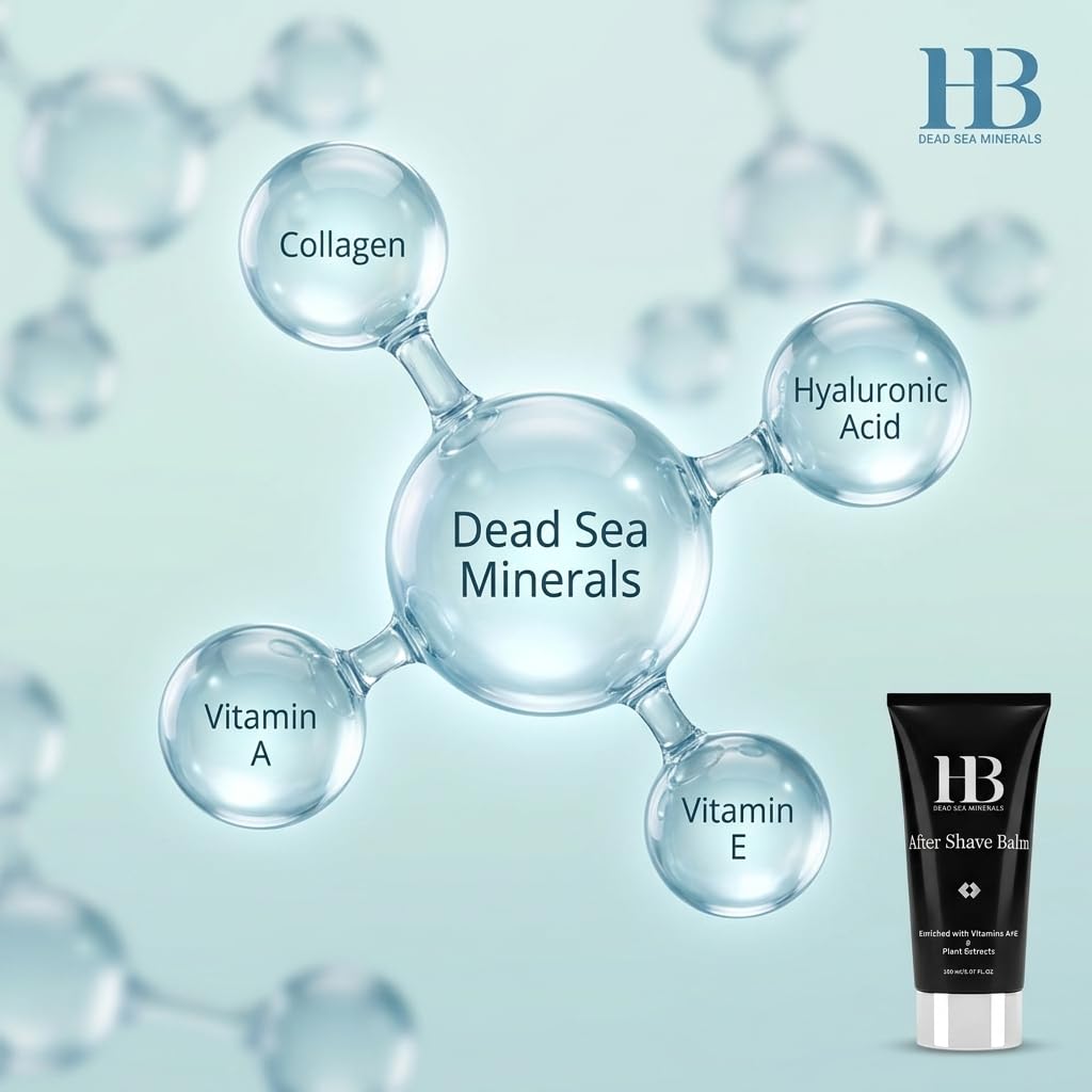H&B After Shave Balm Face Moisturizer for Men with Dead Sea Minerals – Soothing Post-Shave Hydration Balm for Sensitive and Normal Skin, Lightweight 150ml