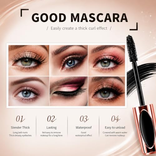 4D Silk Fiber Mascara - Waterproof & Smudge Proof, 4 Packs