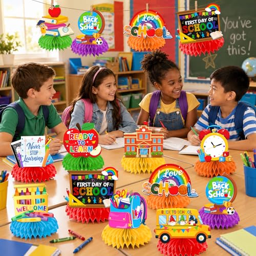12Pcs Back to School Centerpieces - Honeycomb Table Decorations