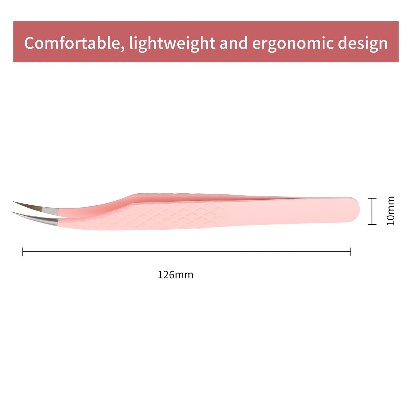 Pink Dolphin-shaped Eyelash Tweezers for Extensions - Curved, Fine, Angled