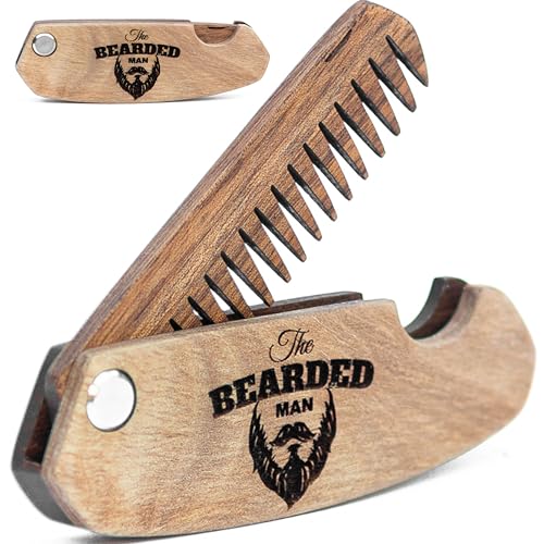 Folding Walnut Beard Comb for Men | Compact & Durable Grooming Tool