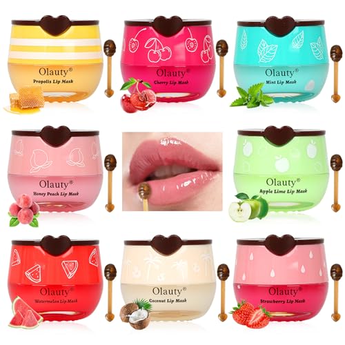 8-Piece Bee Lip Balm Set with Honey & Fruit Flavors - Hydrating Lip Masks