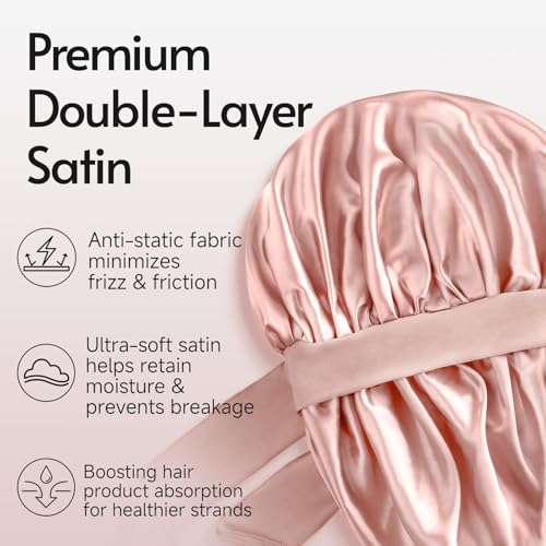 Yanideer Adjustable Satin Bonnets - 3 Pcs Double Layer Hair Cover