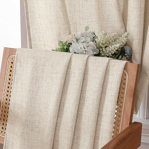 Tollpiz Linen Tier Curtains - Semi-Sheer Light Filtering Drapes, 30x30in, Set of 2