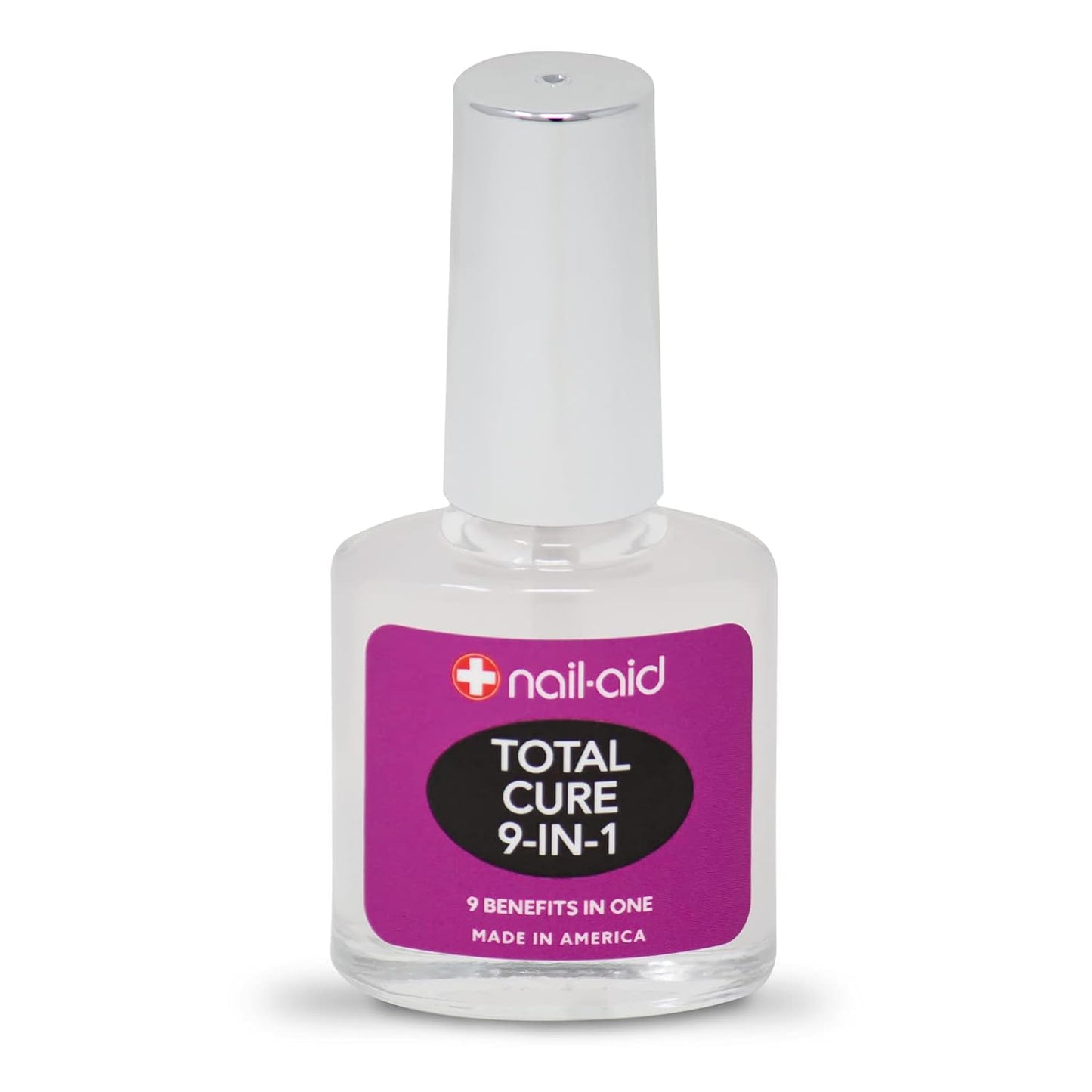 Nail-Aid Total Cure 9 in 1 Nail Treatment - Strengthen & Brighten Brittle Nails | Clear, 0.55 Fl Oz
