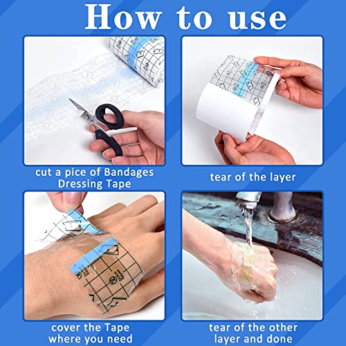 OBTANIM 6 x 197 Inch Transparent Waterproof Adhesive Bandage for Tattoo Aftercare
