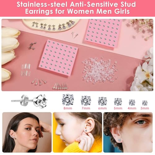 Professional Ear Piercing Gun Kit, Reusable Piercing Gun with Stainless Steel Piercing Earrings Studs, Crystal Earrings for At Home Salon Earlobe Cartilage Helix Tragus Piercing Tool Kit