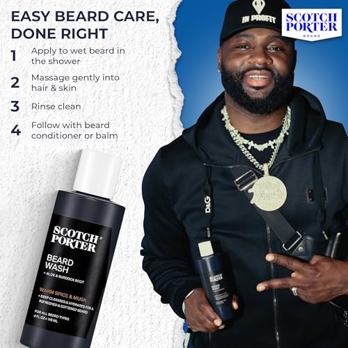 Scotch Porter Moisturizing Beard Wash - Warm Spice & Musk, 4 oz