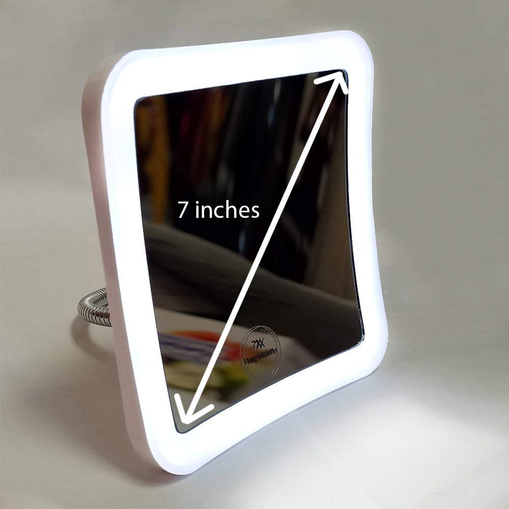 Makeup Mirror with LED Lights | 7X Magnification, Portable Cordless Design, Suction Cup & Flexible Gooseneck