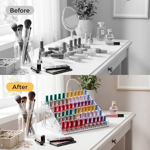 6 Tier Acrylic Nail Polish Organizer Holder Rack – Clear Display Stand for Bottles, Essential Oils, Makeup
