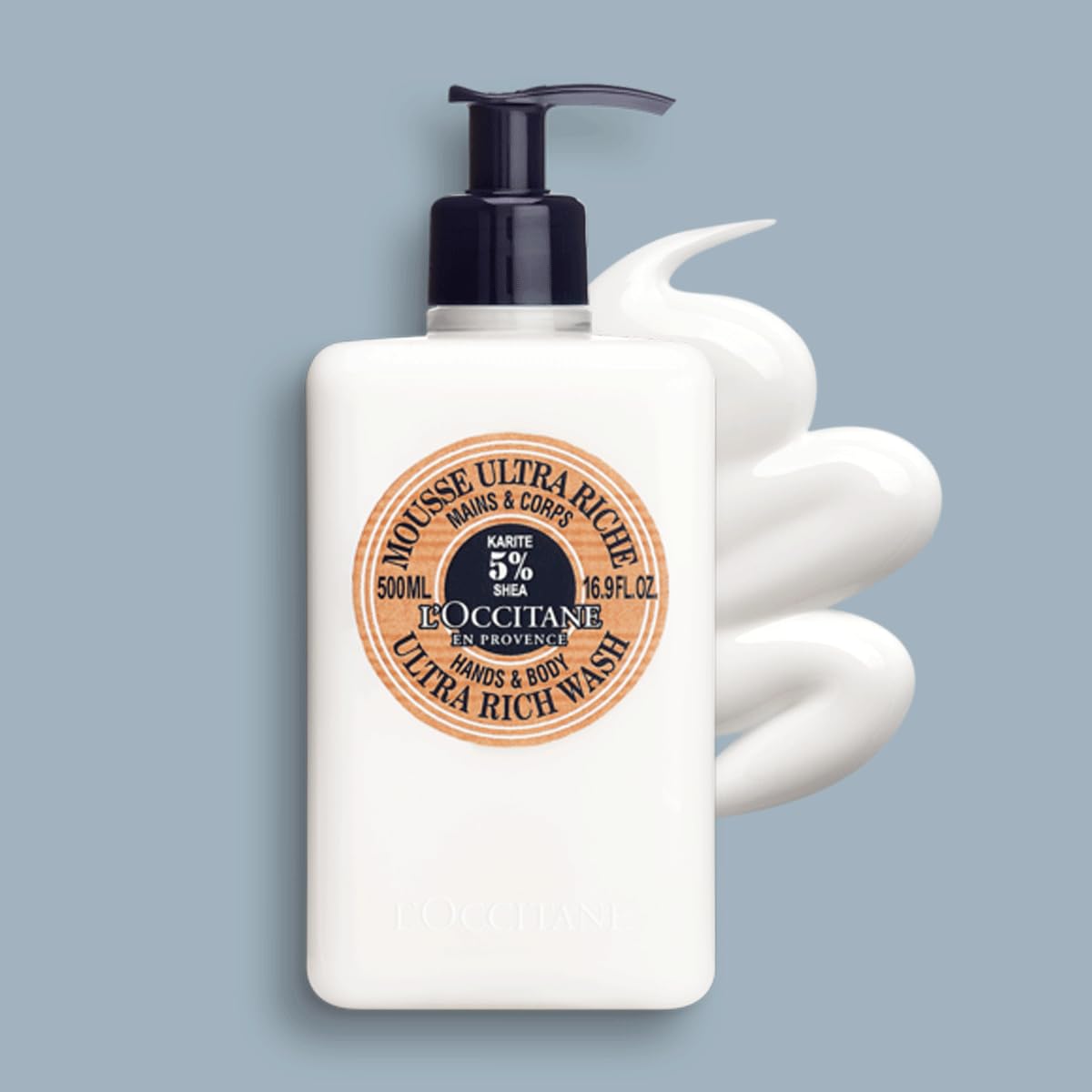 L'OCCITANE Shea Butter Ultra Rich Hand & Body Wash - Gentle Foaming Cream, Classic Scent, 5% Shea Butter
