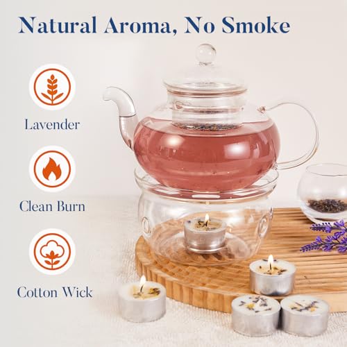 Crenovo Scented Tealight Candles - Lavender, 16 Pack, 6-7h Burn Time