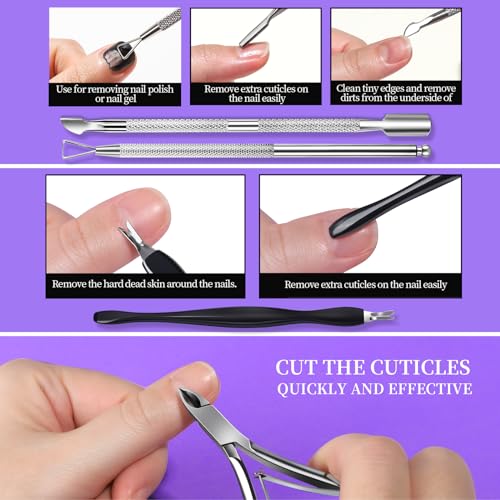 Fandamei Nail Soaking Bowl Purple - Gel Remover & Cuticle Kit with Files & Tools