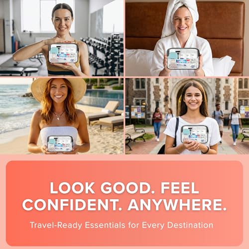 12 Piece Women¡¯s Travel Essentials with Clear Toiletry Bag For Women, Airplane Essentials, Travel Shampoo and Conditioner, Vacation Essentials