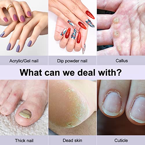 COSLUS C20 Cordless Nail Drill Electric File: Professional for Acrylic Gel Dip Powder Nails, Portable All-in-One Nail Drill Machine Kit for Manicure & Pedicure, Rechargeable Lightweight, Purple