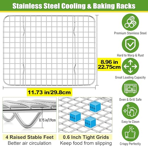 Homikit 12x9 Inch Stainless Steel Cooling Rack Set - 2 Pack Baking Racks