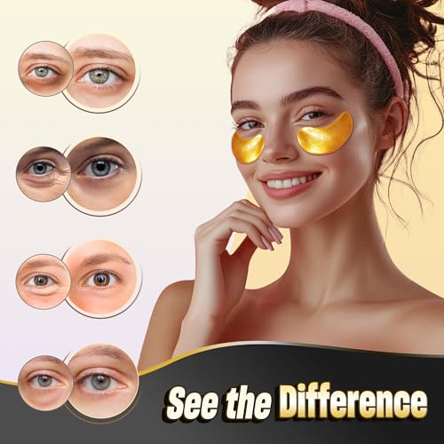 NAZANO 102 Pcs 24K Gold Under Eye Patches - Hydrating Eye Masks for Dark Circles