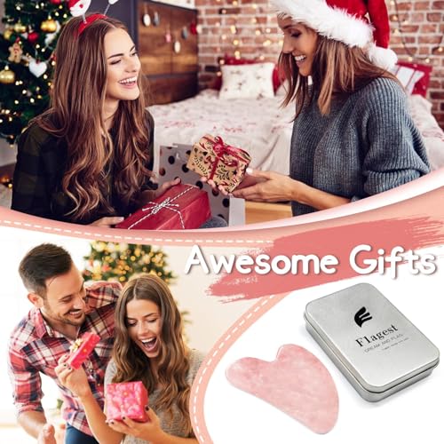 Rose Quartz Gua Sha Tool for Face & Body - Heart-Shaped Massage Stone