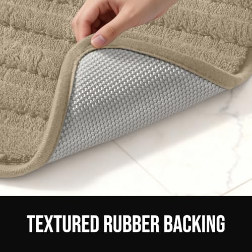 GORILLA GRIP Memory Foam Bath Mat - Ultra-Absorbent, Machine Washable, 24x16, Beige