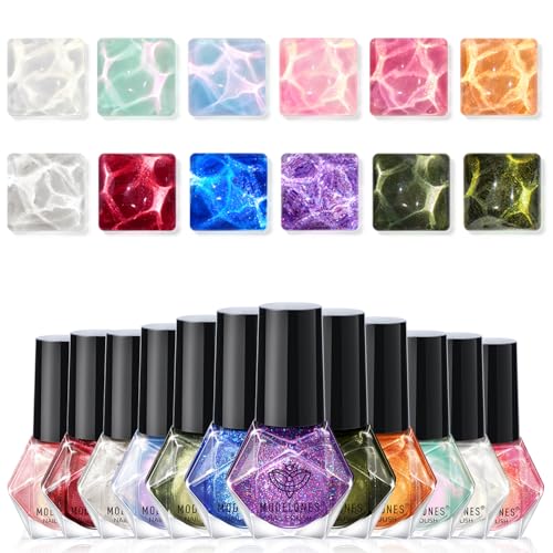 modelones Mermaid Legend Winter Sparkle Nail Polish Set - 12 Colors for DIY Manicure & Nail Art