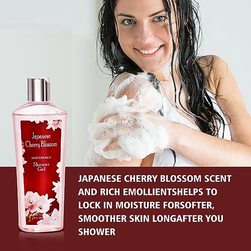 Vital Luxury Japanese Cherry Blossom Bath & Body Set Shower Gel & Body Cream for Her & Him