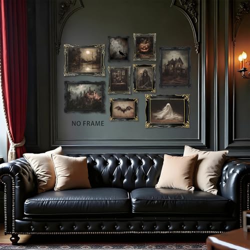 9-Piece Spooky Halloween Wall Art Set - Gothic Prints for Home Decor