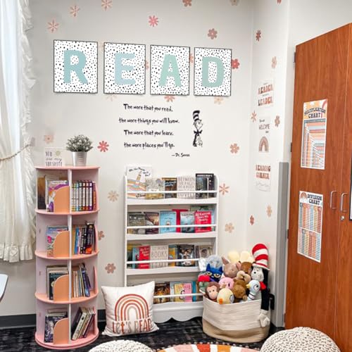 Boho Pastel Reading Theme Classroom Decor Set of 4 Posters - 8x10