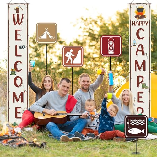 14-Piece Camping Party Decorations Set with Banners & Cutouts