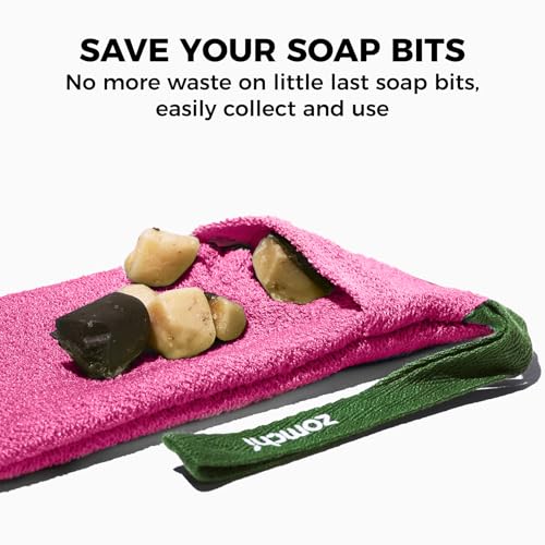 ZOMCHI Soap Saver Bags - 2 Pack Exfoliating Soap Pouches, Pink