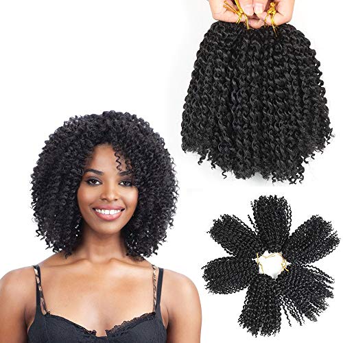 8 Inch Passion Twist Hair - 3 Bundles Kinky Curly Crochet Hair for Black Women (1B#)