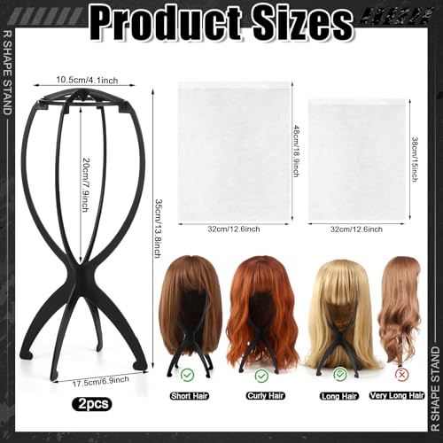 ProSuites Wig Stand Set with Dust Bags - 2 Pack Portable Wig Holders