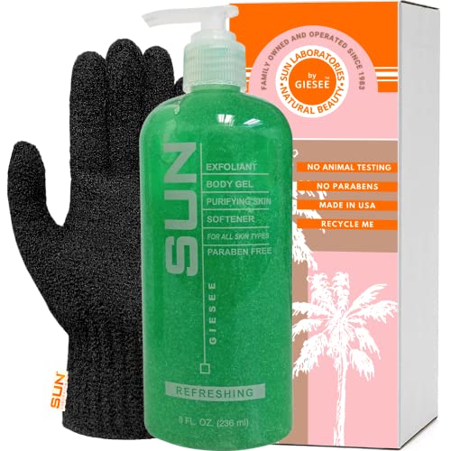 Sun Laboratories Exfoliating Body Gel with Exfoliating Gloves, 8 oz