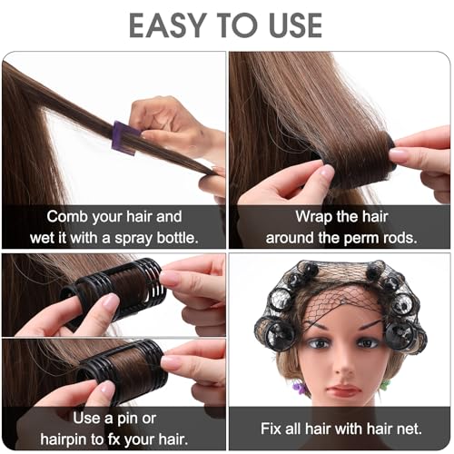 WILLBOND 65Pcs Black Hair Rollers with Clips for Easy Styling