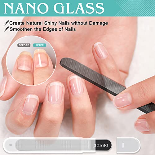 DRMODE Glass Nail File Set 5 Pack with Case - Manicure & Nail Care Tools
