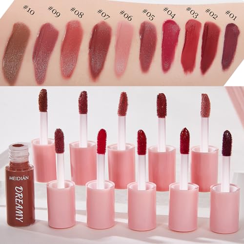ADMD 10-Piece Velvet Matte Lip Gloss Set - Long-Lasting Hydrating Lip Tint
