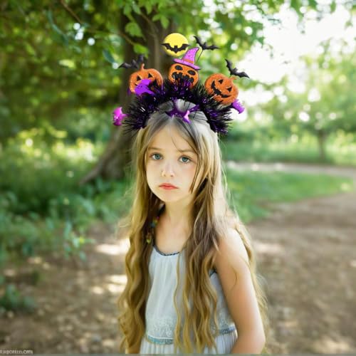 Halloween Pumpkin & Bat Headband for Women - Costume Hair Accessory
