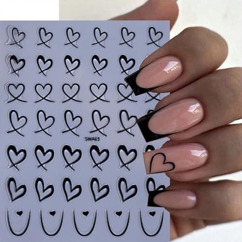 8 Sheets Valentine's Day 3D Heart Nail Art Stickers Set