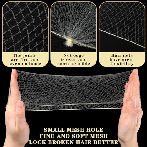 Beige Hair Nets for Women - 400 Pack, 20 Inch Elastic Bun Nets