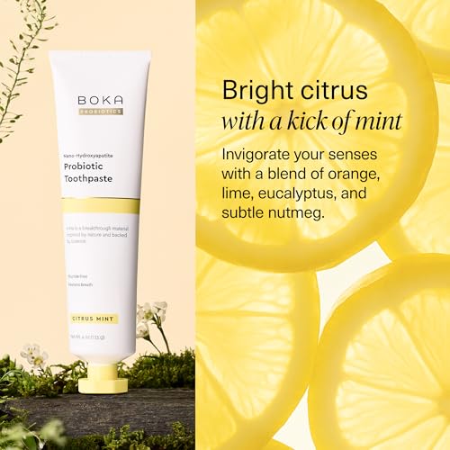 Boka Probiotic Fluoride-Free Toothpaste Citrus Mint 4oz | Supports Enamel & Oral Microbiome