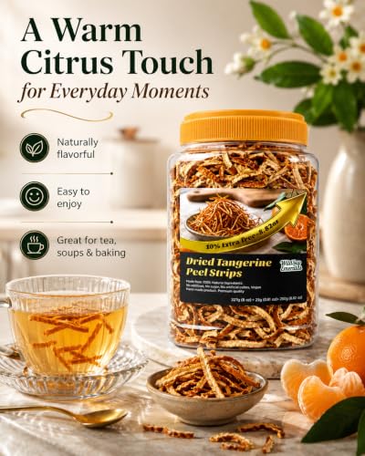 WildSap Emeralds Dried Tangerine Peel Strips - 8.8 oz Natural Citrus