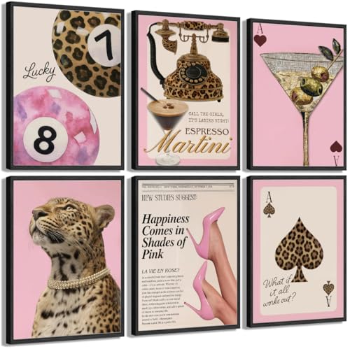 Trendy Pink Leopard Wall Art Prints - 8x10in Unframed Aesthetic Decor